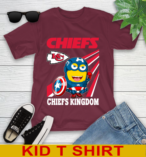 NFL Football Kansas City Chiefs Captain America Marvel Avengers Minion Shirt Youth T-Shirt 5