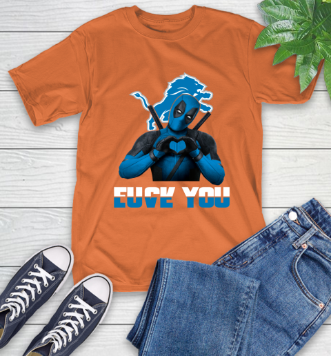 NHL Detroit Lions Deadpool Love You Fuck You Football Sports T-Shirt 4