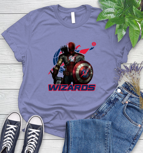 Washington Wizards NBA Basketball Captain America Thor Spider Man Hawkeye Avengers Women's T-Shirt 11