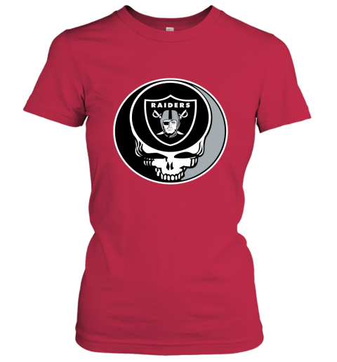 NFL Oakland Raiders Grateful Dead Rock Band Football Sports LnRwOrPqvGE ladies t shirt 20 95 151514 front red