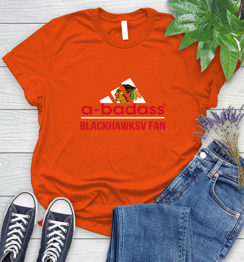 NHL A Badass Chicago Blackhawks Fan Adidas Hockey Sports Women's T-Shirt 3