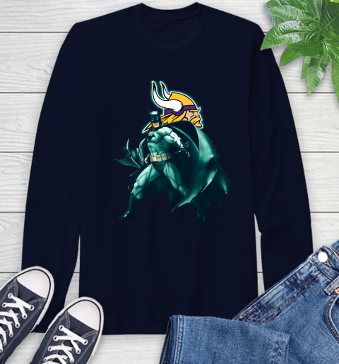NFL Batman Football Sports Minnesota Vikings Long Sleeve T-Shirt 4