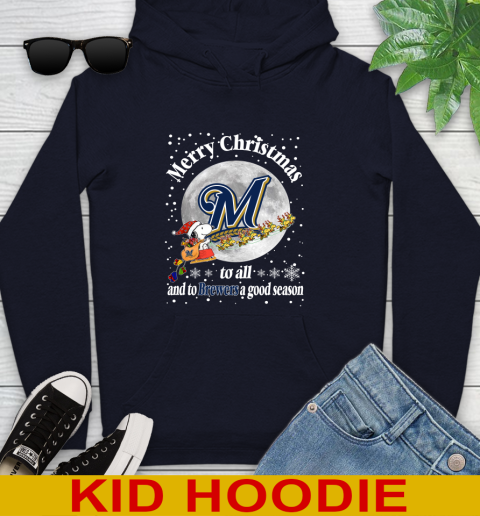 Milwaukee Brewers Merry Christmas To All And To Brewers A Good Season MLB Baseball Sports Youth Hoodie 3