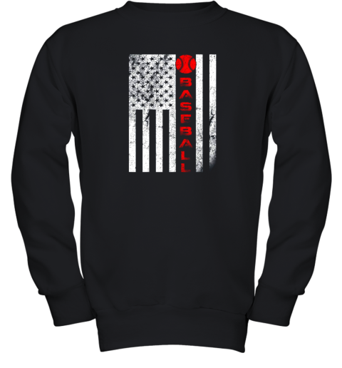 USA Red White  Vintage American Flag Baseball Gift Youth Sweatshirt