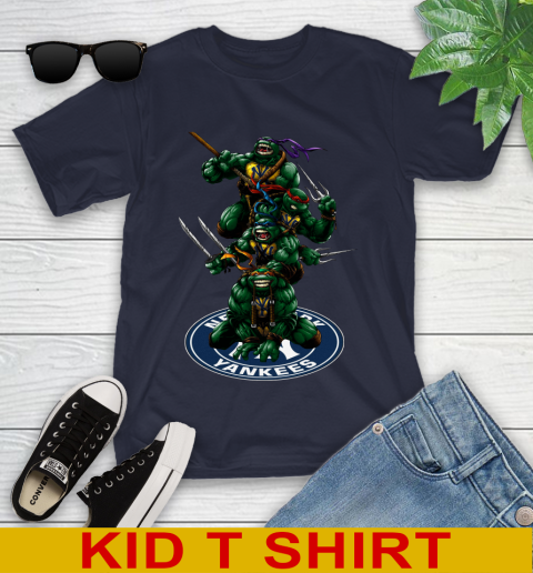 MLB Baseball New York Yankees Teenage Mutant Ninja Turtles Shirt Youth T-Shirt 3
