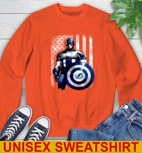 Tampa Bay Lightning NHL Hockey Captain America Marvel Avengers American Flag Shirt Sweatshirt 3