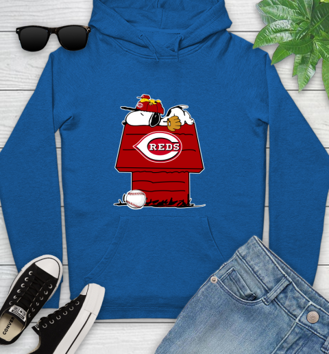 MLB Cincinnati Reds Snoopy Woodstock The Peanuts Movie Baseball T Shirt Youth Hoodie 9