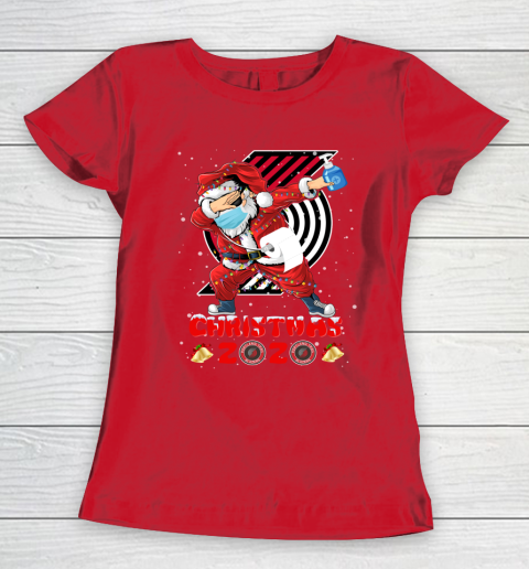 Portland Trail Blazers Funny Santa Claus Dabbing Christmas 2020 NBA Women's T-Shirt 9