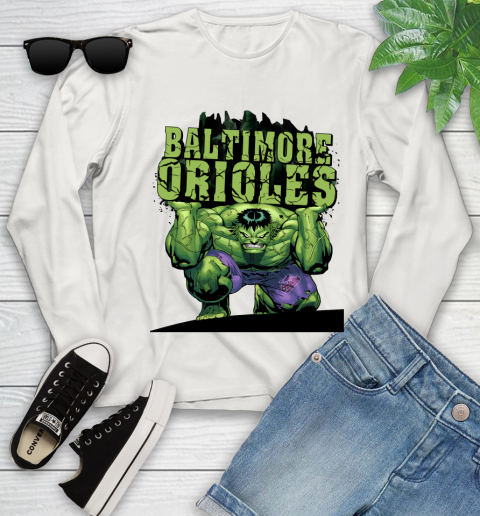 Baltimore Orioles MLB Baseball Incredible Hulk Marvel Avengers Sports Youth Long Sleeve 12
