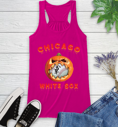 MLB Chicago White Sox Halloween Pumpkin Baseball Sports Racerback Tank 8