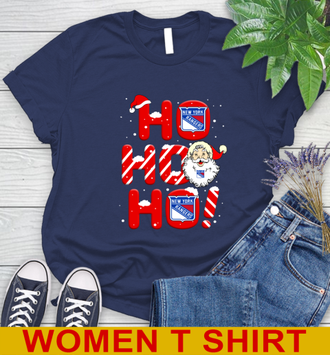 New York Rangers NHL Hockey Ho Ho Ho Santa Claus Merry Christmas Shirt Women's T-Shirt 12