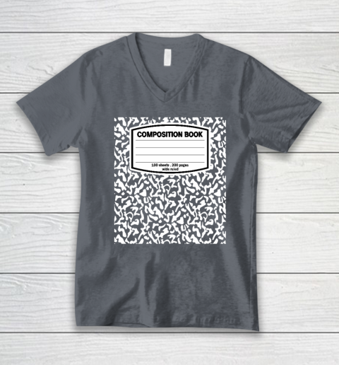 Composition Book Notebook Matching group Halloween Teacher V-Neck T-Shirt 3