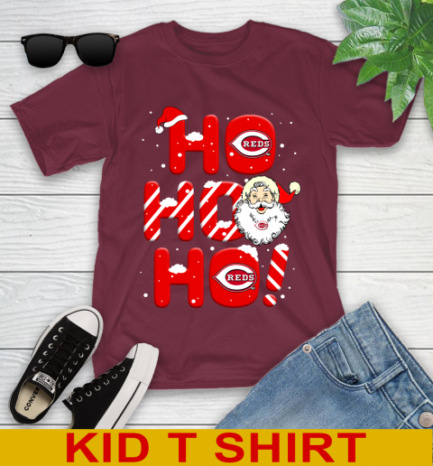 Cincinnati Reds MLB Baseball Ho Ho Ho Santa Claus Merry Christmas Shirt Youth T-Shirt 5
