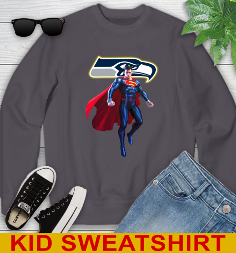 NFL Superman DC Sports Football Seattle Seahawks Youth Sweatshirt 6