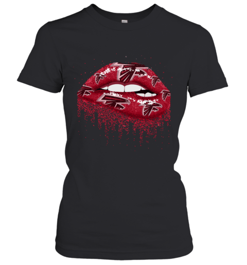 Biting Glossy Lips Sexy Atlanta Falcons NFL Football Women's T-Shirt