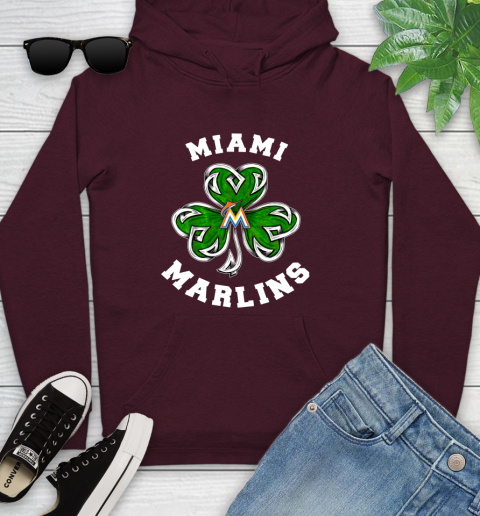 MLB Miami Marlins Three Leaf Clover St Patrick's Day Baseball Sports Youth Hoodie 7