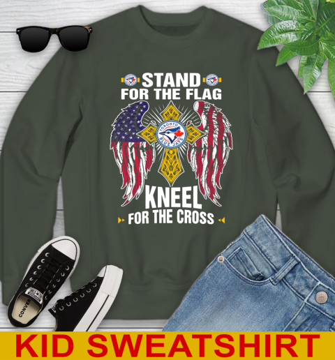 MLB Baseball Toronto Blue Jays Stand For Flag Kneel For The Cross Shirt Youth Sweatshirt 8