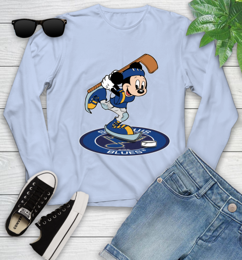 NHL Hockey St.Louis Blues Cheerful Mickey Disney Shirt Youth Long Sleeve 9