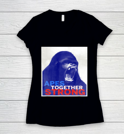 Apes Together Strong Graphic Shirt for Ape fans Women's V-Neck T-Shirt