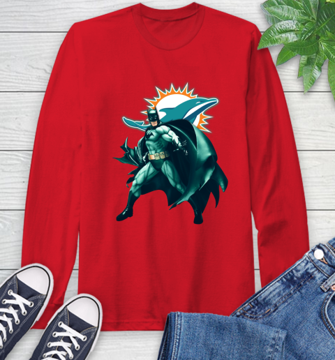NFL Batman Football Sports Miami Dolphins Long Sleeve T-Shirt 10