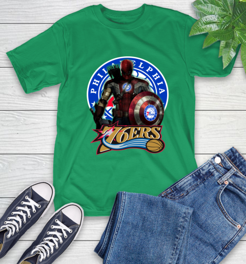 Philadelphia 76ers NBA Basketball Captain America Thor Spider Man Hawkeye Avengers (1) T-Shirt 7