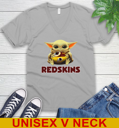 NFL Football Washington Redskins Baby Yoda Star Wars Shirt V-Neck T-Shirt 4