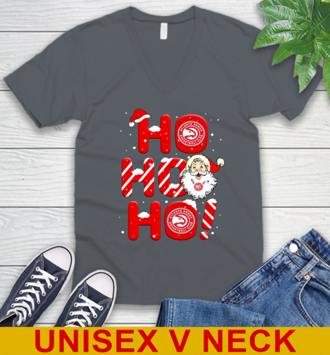 Atlanta Hawks NBA Basketball Ho Ho Ho Santa Claus Merry Christmas Shirt V-Neck T-Shirt 4