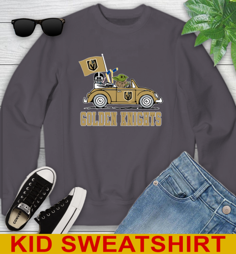 NHL Hockey Vegas Golden Knights Darth Vader Baby Yoda Driving Star Wars Shirt Youth Sweatshirt 6