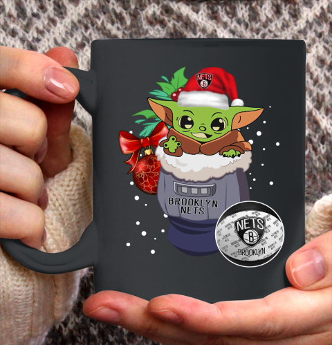 Brooklyn Nets Christmas Baby Yoda Star Wars Funny Happy NBA Ceramic Mug 11oz 3