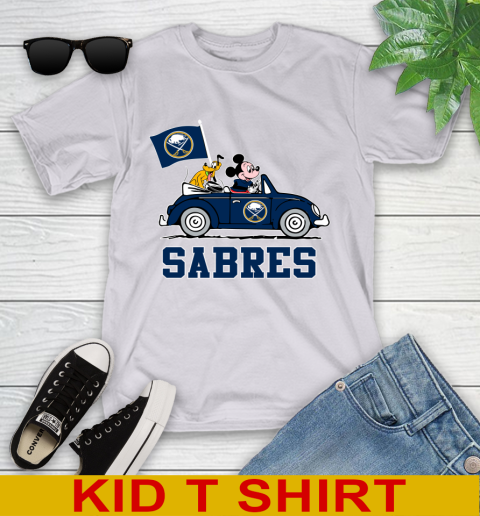 NHL Hockey Buffalo Sabres Pluto Mickey Driving Disney Shirt Youth T-Shirt 5