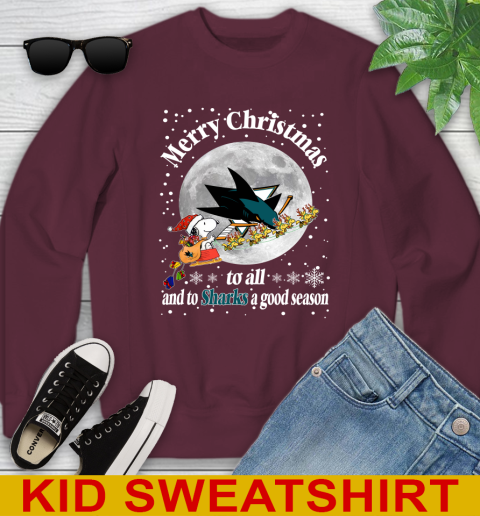 San Jose Sharks Merry Christmas To All And To Sharks A Good Season NHL Hockey Sports Youth Sweatshirt 4