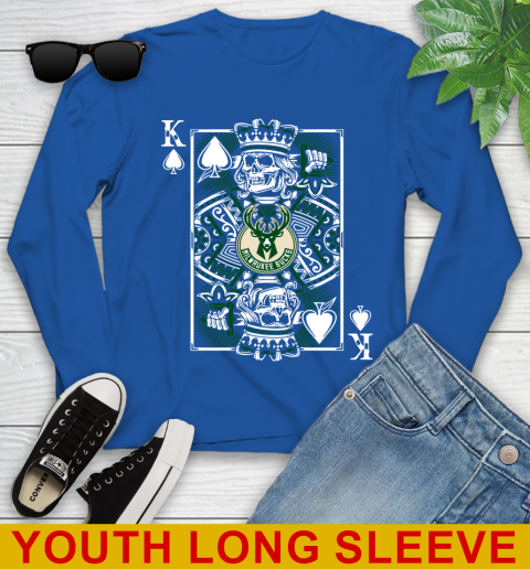 Milwaukee Bucks NBA Basketball The King Of Spades Death Cards Shirt Youth Long Sleeve 10