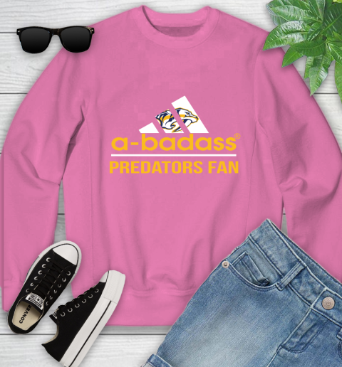 NHL A Badass Nashville Predators Fan Adidas Hockey Sports Youth Sweatshirt 6