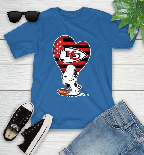 Kansas City Chiefs NFL Football The Peanuts Movie Adorable Snoopy Youth T-Shirt 9
