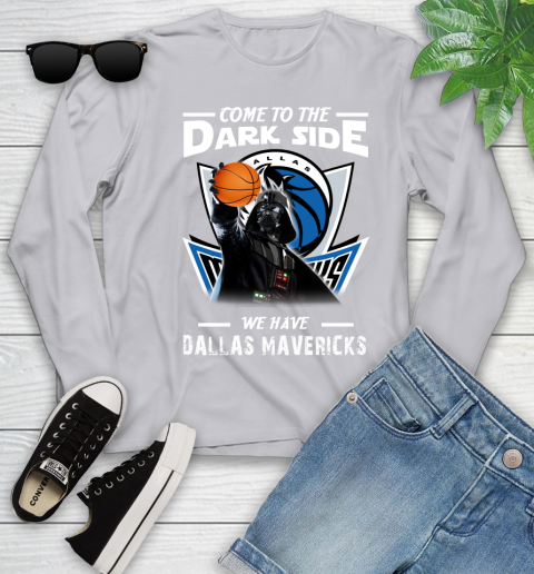 NBA Come To The Dark Side We Have Dallas Mavericks Star Wars Darth Vader Basketball Youth Long Sleeve 5