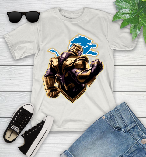 NFL Thanos Avengers Endgame Football Sports Detroit Lions Youth T-Shirt 12