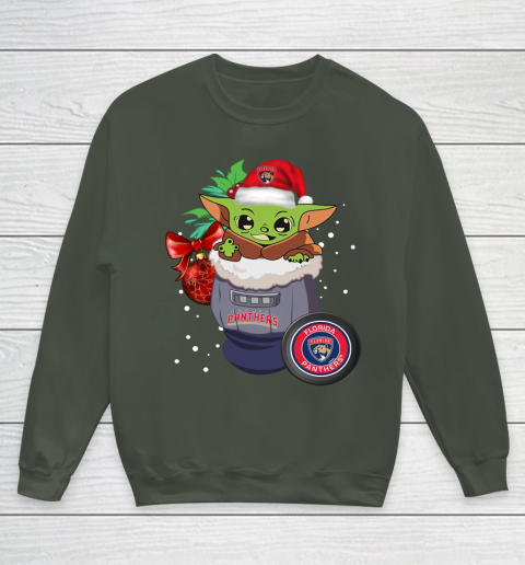 Florida Panthers Christmas Baby Yoda Star Wars Funny Happy NHL Youth Sweatshirt 10