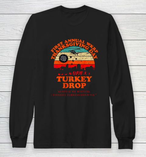 Funny Wkrp Turkey Drop Turkey Thanksgiving Turkey Fly Long Sleeve T-Shirt