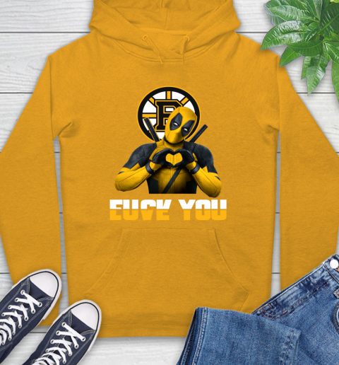 NHL Boston Bruins Deadpool Love You Fuck You Hockey Sports Hoodie 2