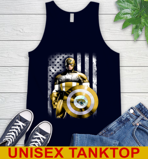 Jacksonville Jaguars NFL Football Captain America Marvel Avengers American Flag Shirt Tank Top 2