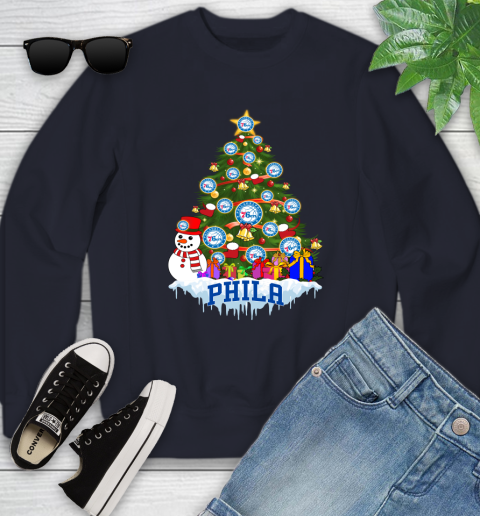 Philadelphia 76ers Merry Christmas NBA Basketball Sports Youth Sweatshirt 3