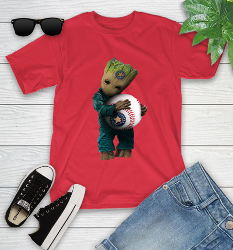 MLB Groot Guardians Of The Galaxy Baseball Sports Houston Astros Youth T-Shirt 10