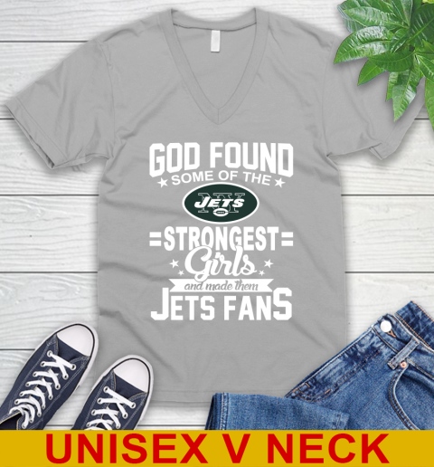 New York Jets NFL Football God Found Some Of The Strongest Girls Adoring Fans V-Neck T-Shirt 3