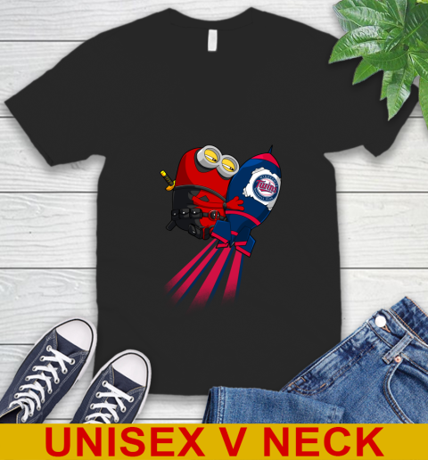 MLB Baseball Minnesota Twins Deadpool Minion Marvel Shirt V-Neck T-Shirt