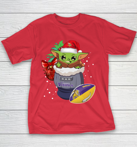 Minnesota Vikings Christmas Baby Yoda Star Wars Funny Happy NFL Youth T-Shirt 9