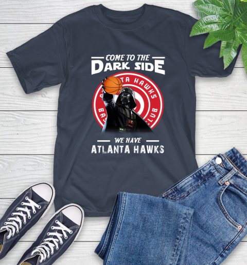 NBA Come To The Dark Side We Have Atlanta Hawks Star Wars Darth Vader Basketball T-Shirt 3