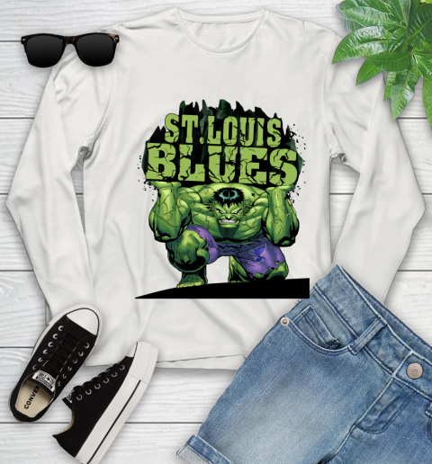 St.Louis Blues NHL Hockey Incredible Hulk Marvel Avengers Sports Youth Long Sleeve 12