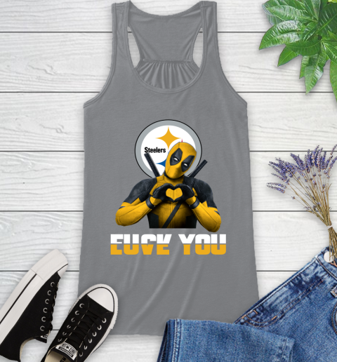 NHL Pittsburgh Steelers Deadpool Love You Fuck You Football Sports Racerback Tank 4