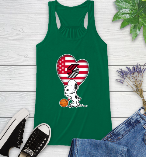 Portland Trail Blazers NBA Basketball The Peanuts Movie Adorable Snoopy Racerback Tank 7
