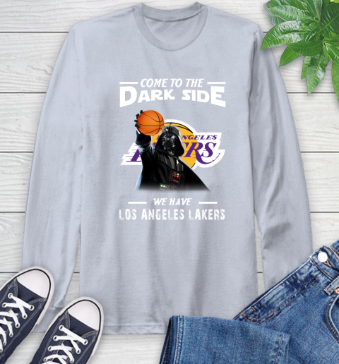 NBA Come To The Dark Side We Have Los Angeles Lakers Star Wars Darth Vader Basketball Long Sleeve T-Shirt 6